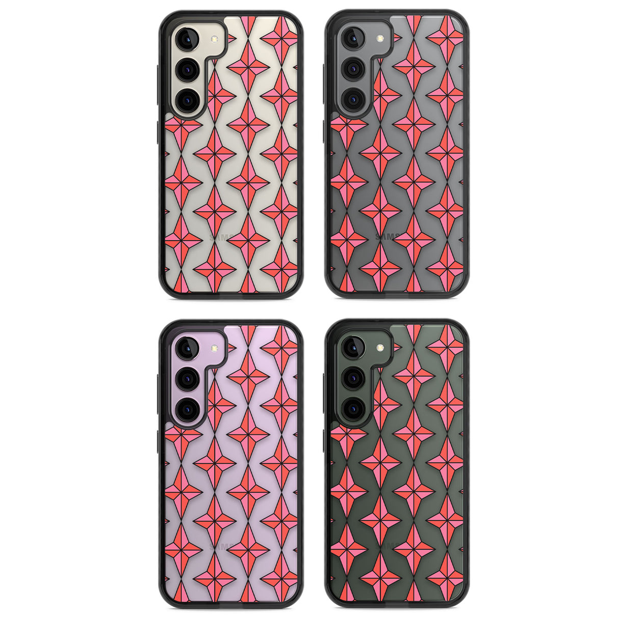 Rose Stars Pattern (Clear) Impact Phone Case for Samsung Galaxy S24, Samsung Galaxy S23, Samsung Galaxy S22