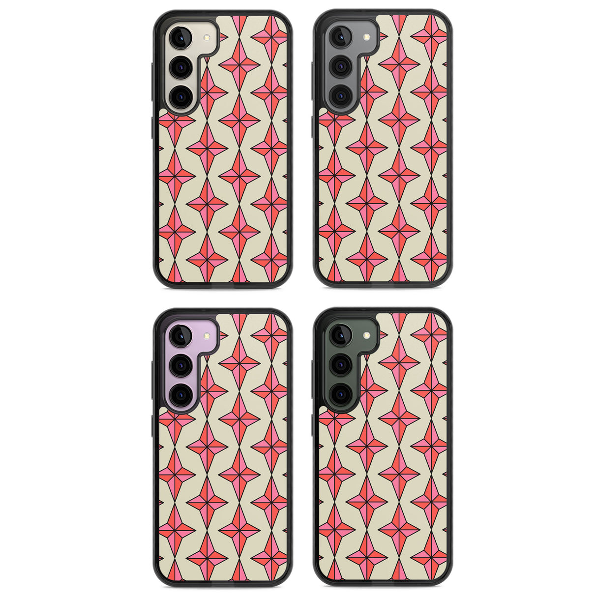 Rose Stars Pattern Impact Phone Case for Samsung Galaxy S24, Samsung Galaxy S23, Samsung Galaxy S22