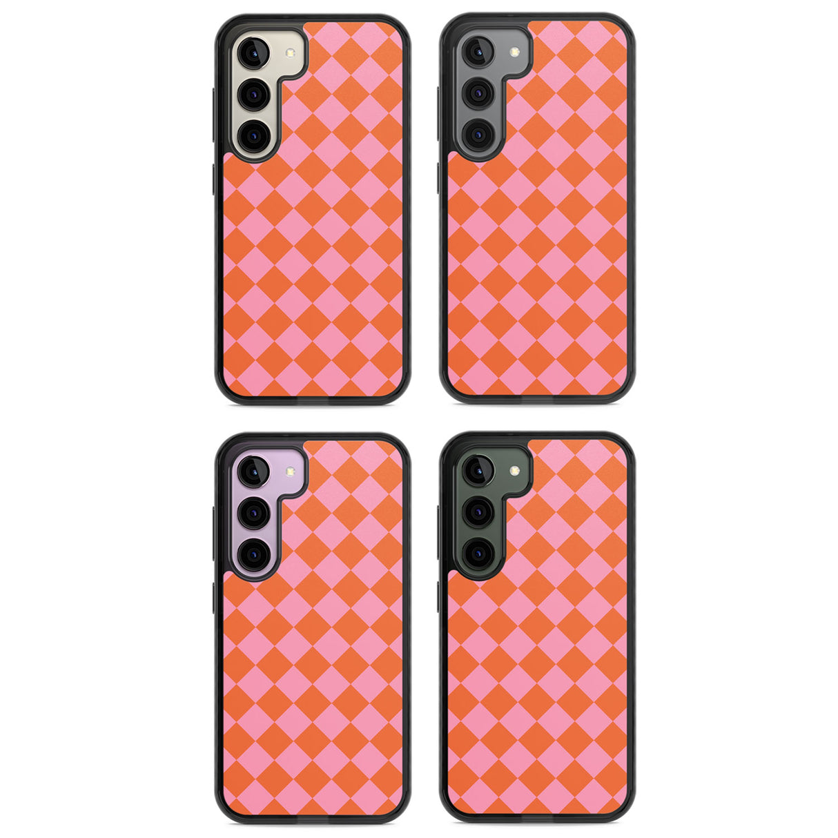 Retro Sunset Diamond Plaid Impact Phone Case for Samsung Galaxy S24, Samsung Galaxy S23, Samsung Galaxy S22