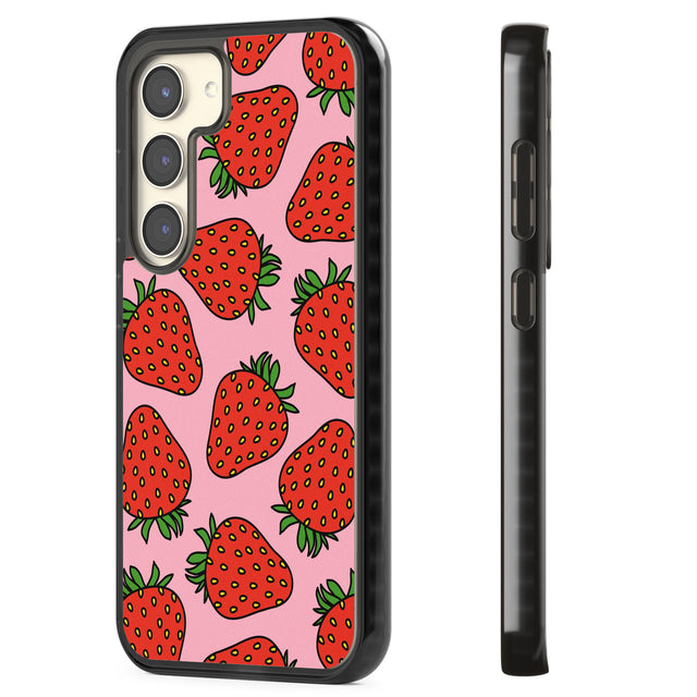 Strawberry Pattern (Pink) Impact Phone Case for Samsung Galaxy S24, Samsung Galaxy S23, Samsung Galaxy S22