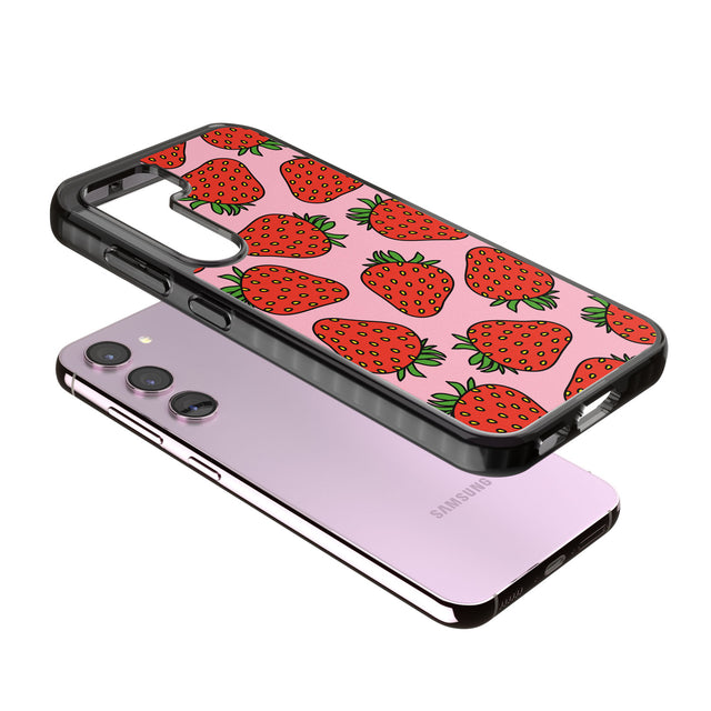 Strawberry Pattern (Pink) Impact Phone Case for Samsung Galaxy S24, Samsung Galaxy S23, Samsung Galaxy S22