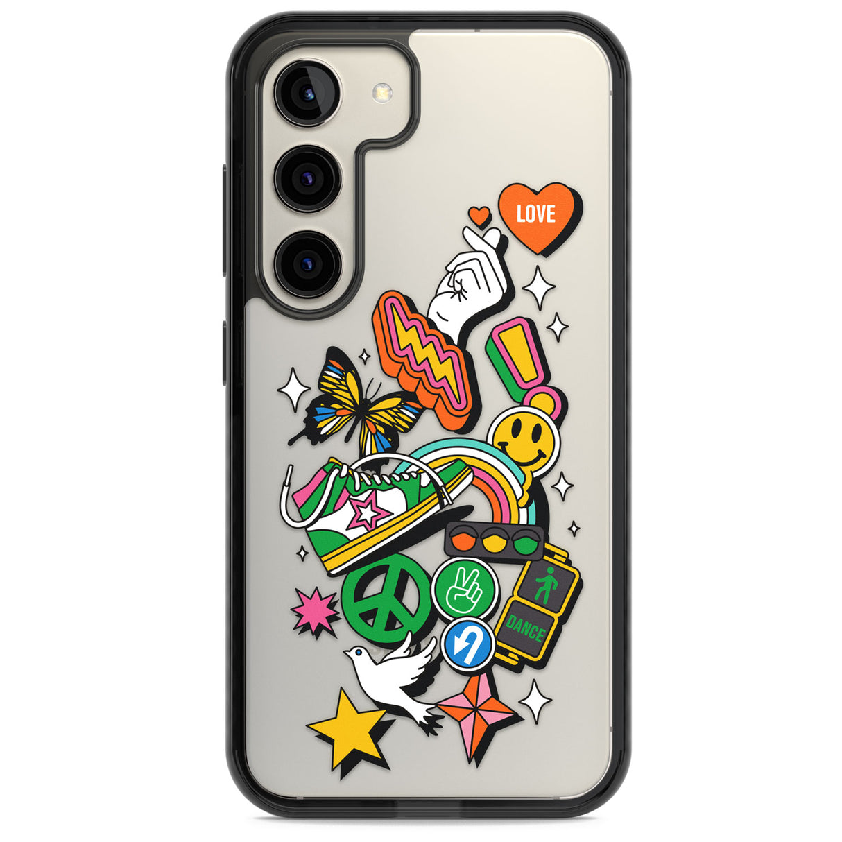 Nostalgic Sticker Collage Impact Phone Case for Samsung Galaxy S24, Samsung Galaxy S23, Samsung Galaxy S22