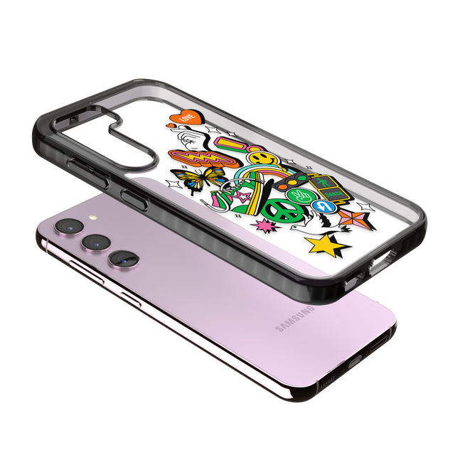 Nostalgic Sticker Collage Impact Phone Case for Samsung Galaxy S24, Samsung Galaxy S23, Samsung Galaxy S22