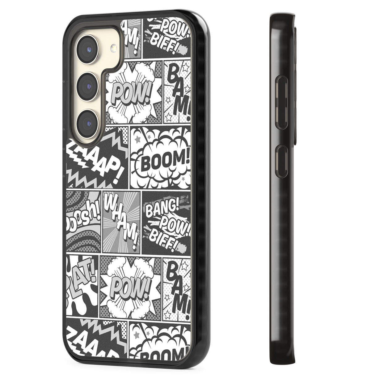 Onomatopoeia (Black & White) Impact Phone Case for Samsung Galaxy S24, Samsung Galaxy S23, Samsung Galaxy S22