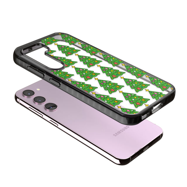 Christmas Tree Pattern (Clear) Impact Phone Case for Samsung Galaxy S24, Samsung Galaxy S23, Samsung Galaxy S22