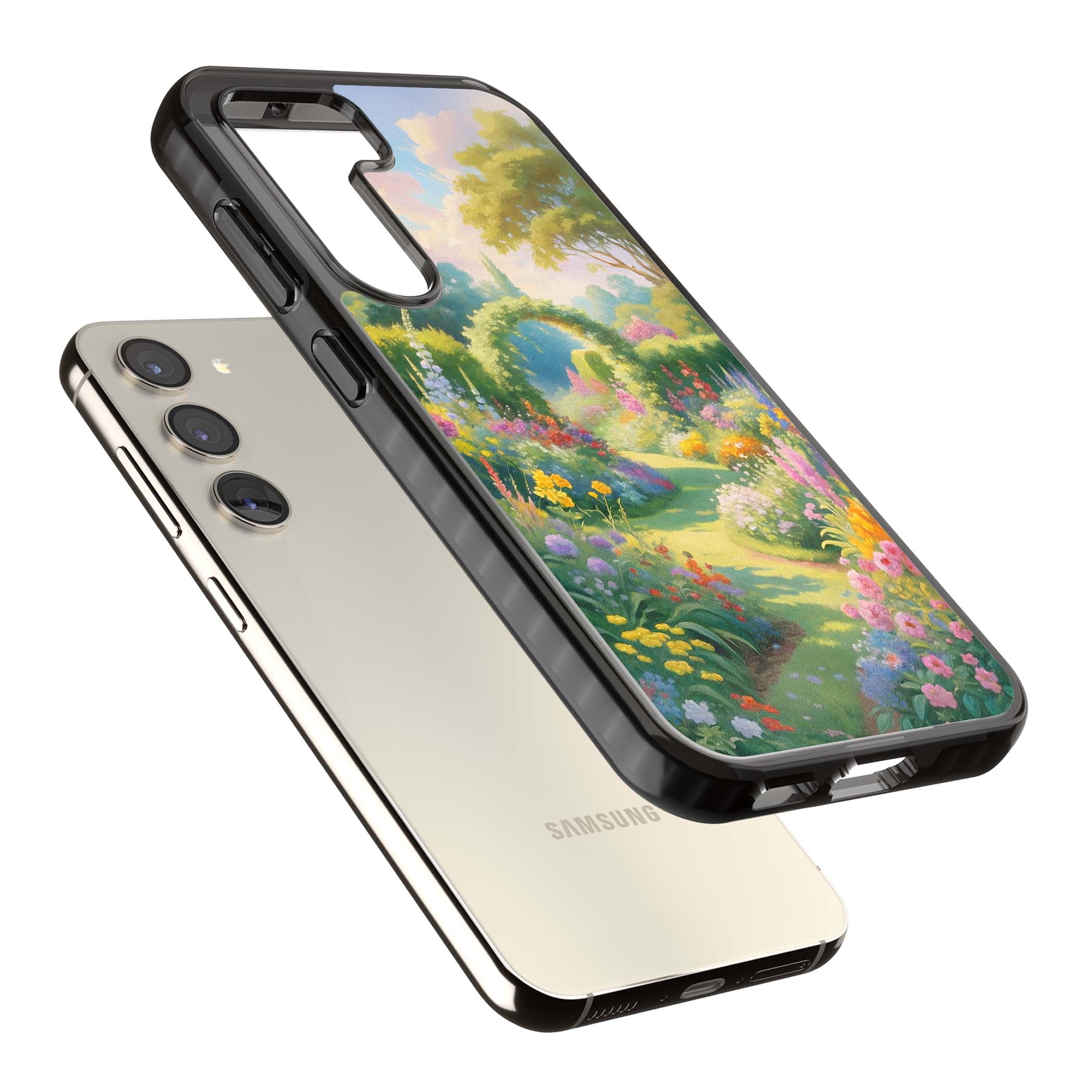 The Painter's Garden floral iPhone case | Black Impact case for Samsung Galaxy S24, Samsung Galaxy S23, Samsung Galaxy S22