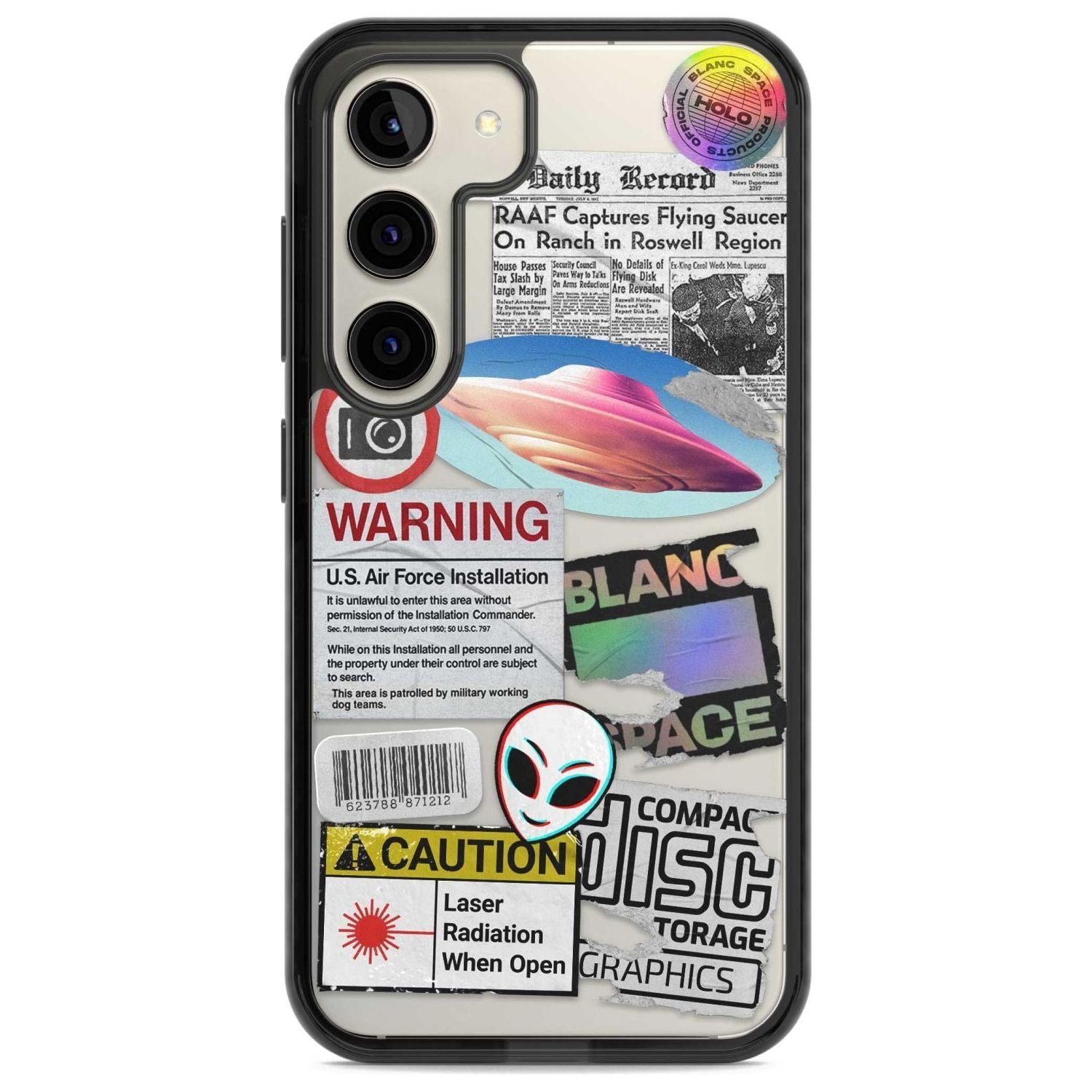 Cosmic Encounters Phone Case Samsung S22 / Black Impact Case,Samsung S23 / Black Impact Case Blanc Space