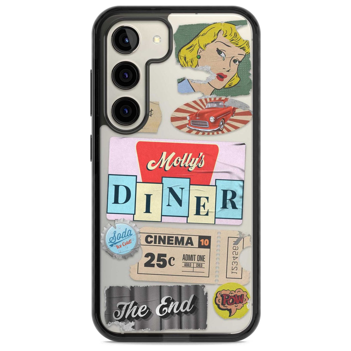 Nifty Fifties Swing Phone Case Samsung S22 / Black Impact Case,Samsung S23 / Black Impact Case Blanc Space