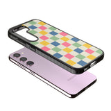 Pastel Multicolor Checkered Impact Phone Case for Samsung Galaxy S24, Samsung Galaxy S23, Samsung Galaxy S22