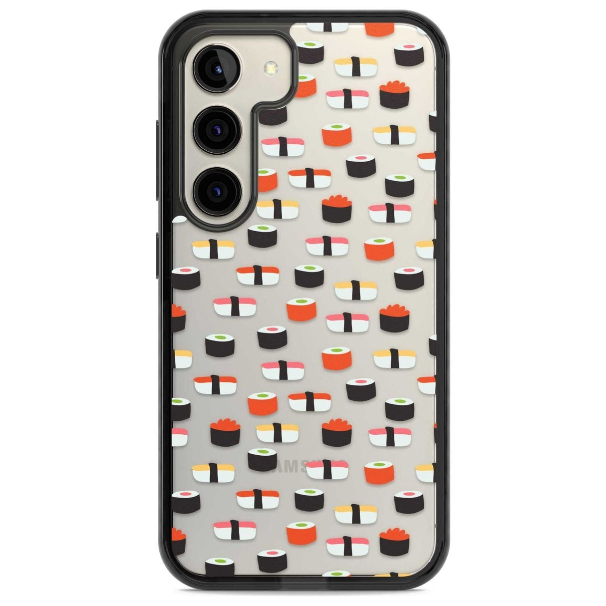 Minimalist Sushi Pattern Phone Case Samsung S22 / Black Impact Case,Samsung S23 / Black Impact Case Blanc Space