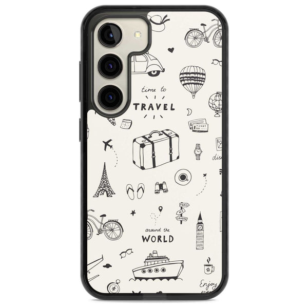 Cute Travel Pattern, White On