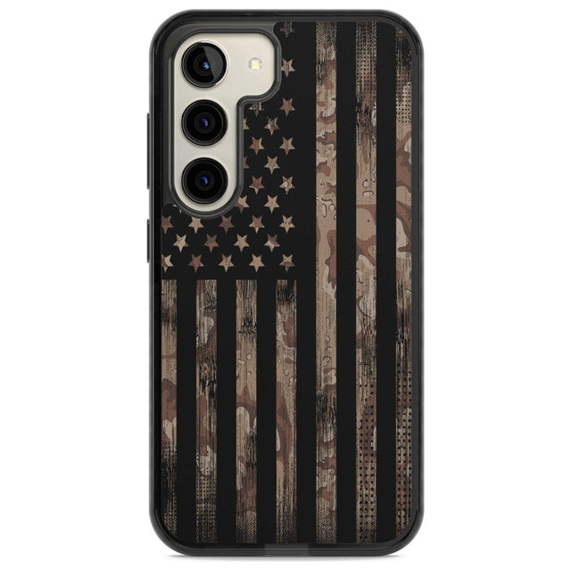 American Flag Camo Phone Case Samsung S22 / Black Impact Case,Samsung S23 / Black Impact Case Blanc Space