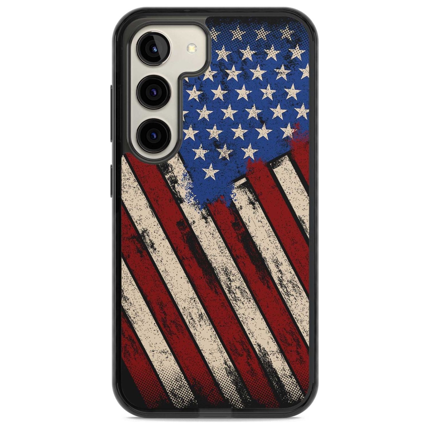 Distressed US Flag Phone Case Samsung S22 / Black Impact Case,Samsung S23 / Black Impact Case Blanc Space