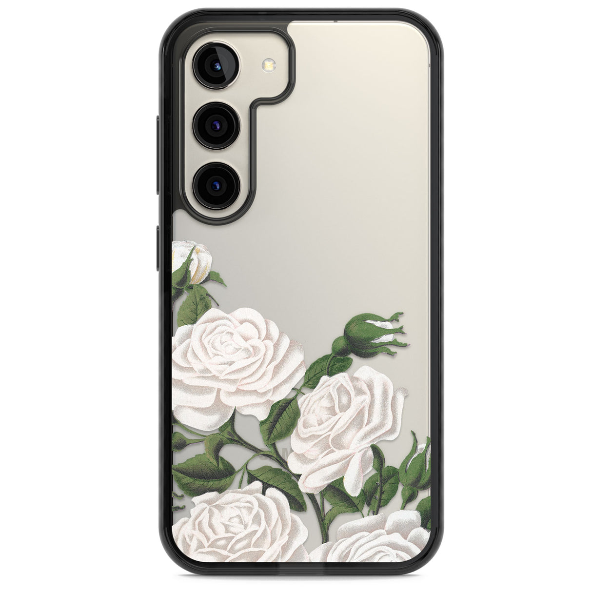 White Vintage Painted Flowers Impact Phone Case for Samsung Galaxy S24, Samsung Galaxy S23, Samsung Galaxy S22