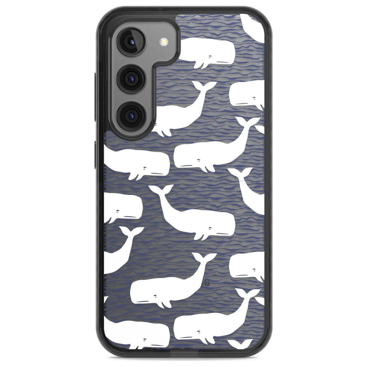 Cute Whales (Transparent) Phone Case Samsung S22 / Black Impact Case,Samsung S23 / Black Impact Case Blanc Space