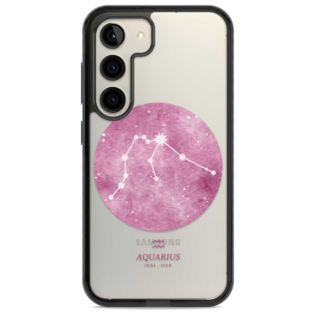 Aquarius Zodiac Transparent Design - Pink Phone Case Samsung S22 / Black Impact Case,Samsung S23 / Black Impact Case Blanc Space