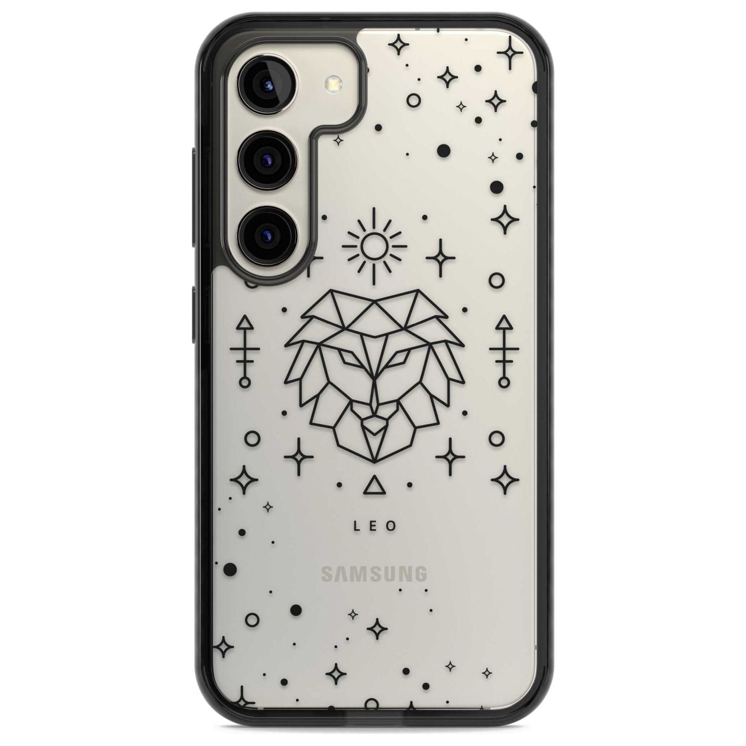 Leo Emblem - Transparent Design Phone Case Samsung S22 / Black Impact Case,Samsung S23 / Black Impact Case Blanc Space