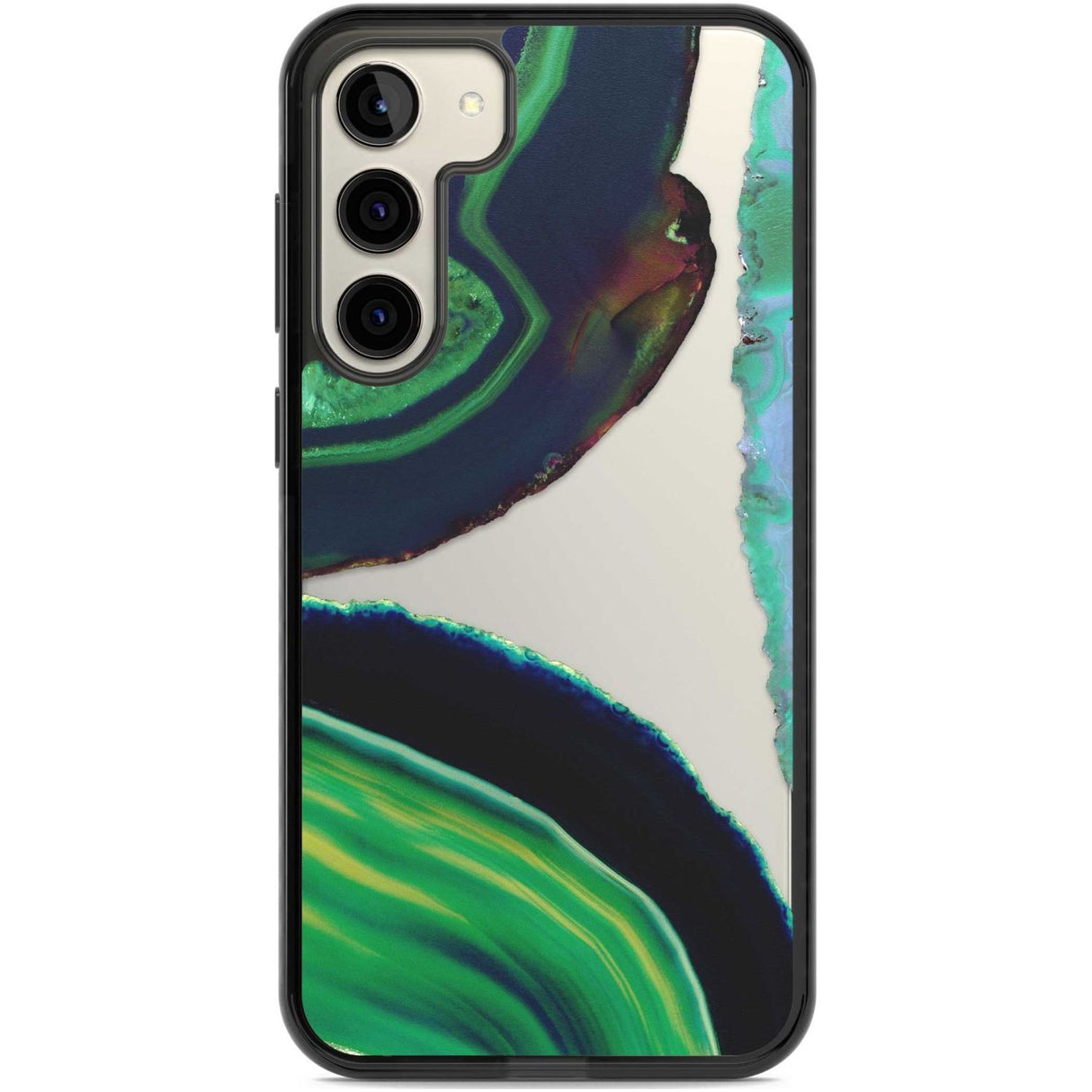 Green & Navy Gemstone Crystal Clear Design Phone Case Samsung S22 Plus / Black Impact Case,Samsung S23 Plus / Black Impact Case Blanc Space