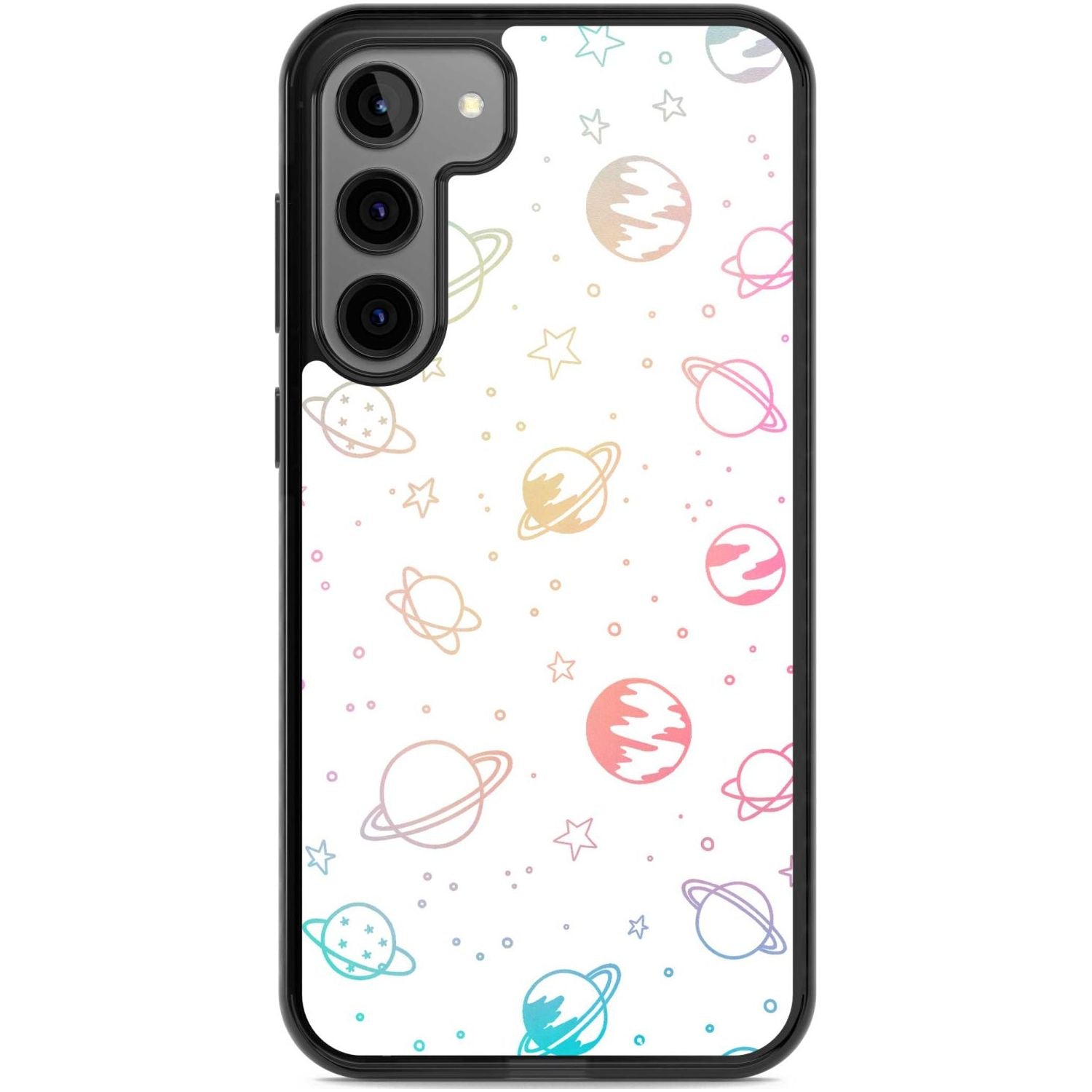 Cosmic Outer Space Design Pastels on White Phone Case Samsung S22 Plus / Black Impact Case,Samsung S23 Plus / Black Impact Case Blanc Space