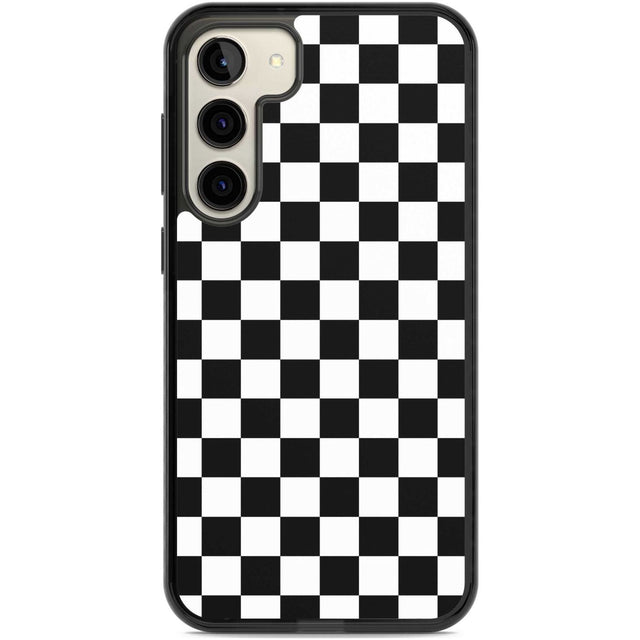 Black Checkered Phone Case Samsung S22 Plus / Black Impact Case,Samsung S23 Plus / Black Impact Case Blanc Space