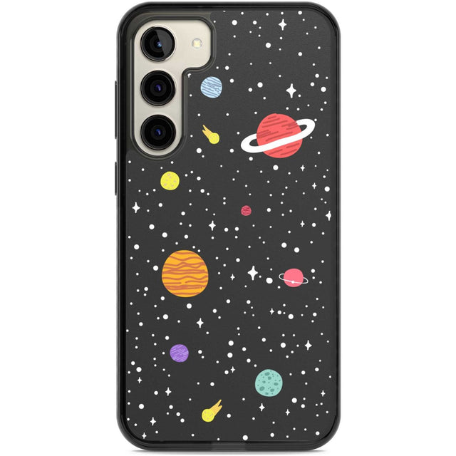 Cute Cartoon Planets Phone Case Samsung S22 Plus / Black Impact Case,Samsung S23 Plus / Black Impact Case Blanc Space