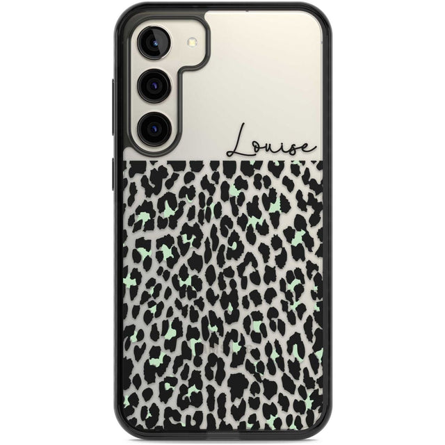 Personalised Seafoam Green & Cursive Leopard Spots Custom Phone Case Samsung S22 Plus / Black Impact Case,Samsung S23 Plus / Black Impact Case Blanc Space
