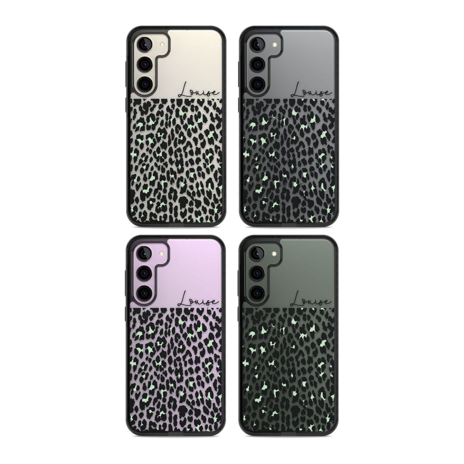 Personalised Seafoam Green & Cursive Leopard Spots
