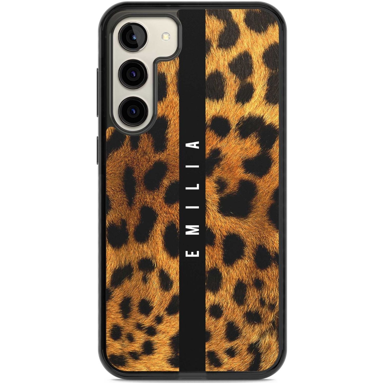 Personalised Leopard Print Custom Phone Case Samsung S22 Plus / Black Impact Case,Samsung S23 Plus / Black Impact Case Blanc Space