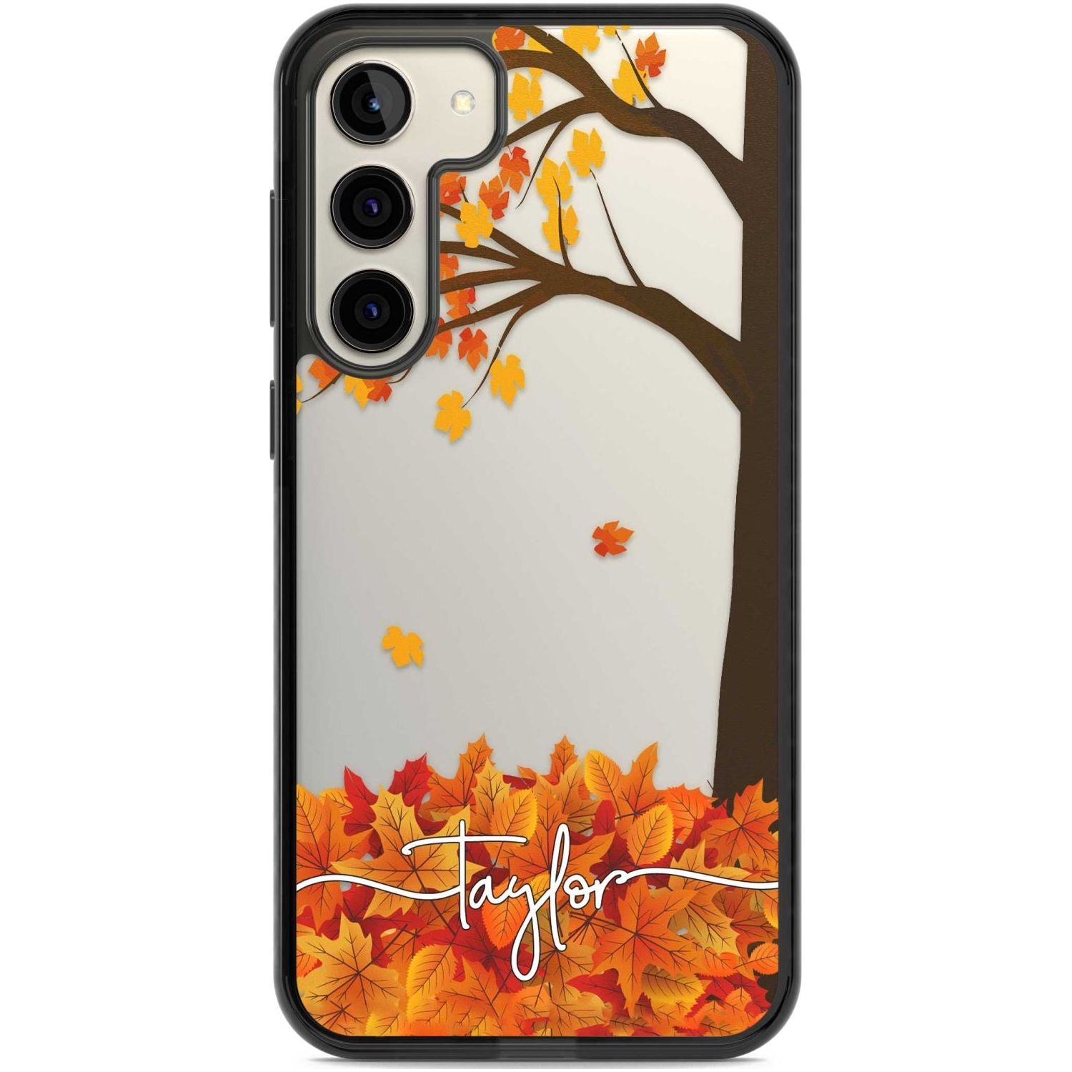 Personalised Autumn Leaves Custom Phone Case Samsung S22 Plus / Black Impact Case,Samsung S23 Plus / Black Impact Case Blanc Space