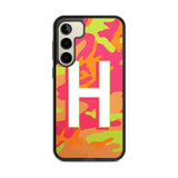 Personalised Bright Neon Camo Solid Monogram Custom Phone Case Samsung S23 Plus / Black Impact Case,Samsung S22 Plus / Black Impact Case Blanc Space