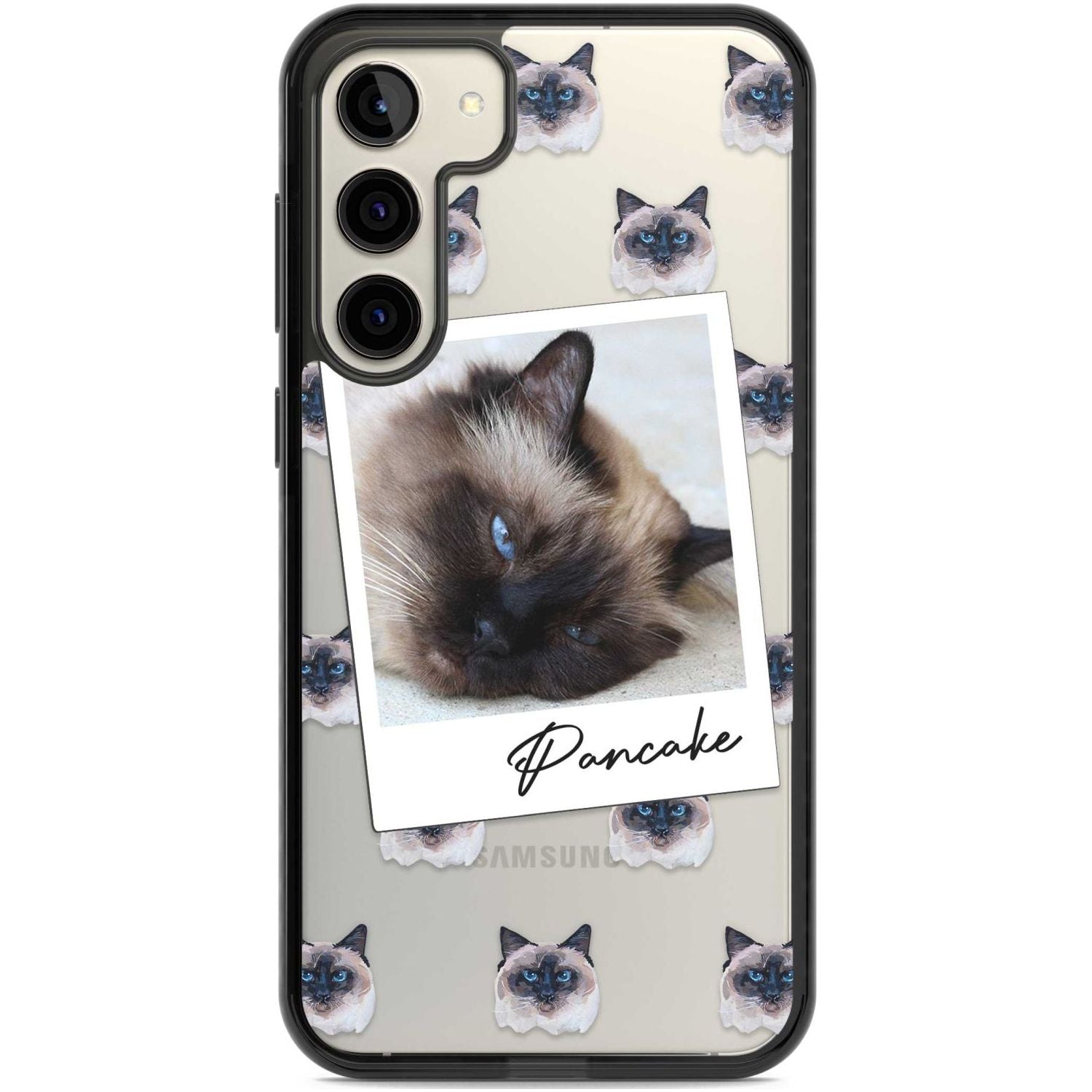 Personalised Burmese Cat Photo Custom Phone Case Samsung S22 Plus / Black Impact Case,Samsung S23 Plus / Black Impact Case Blanc Space