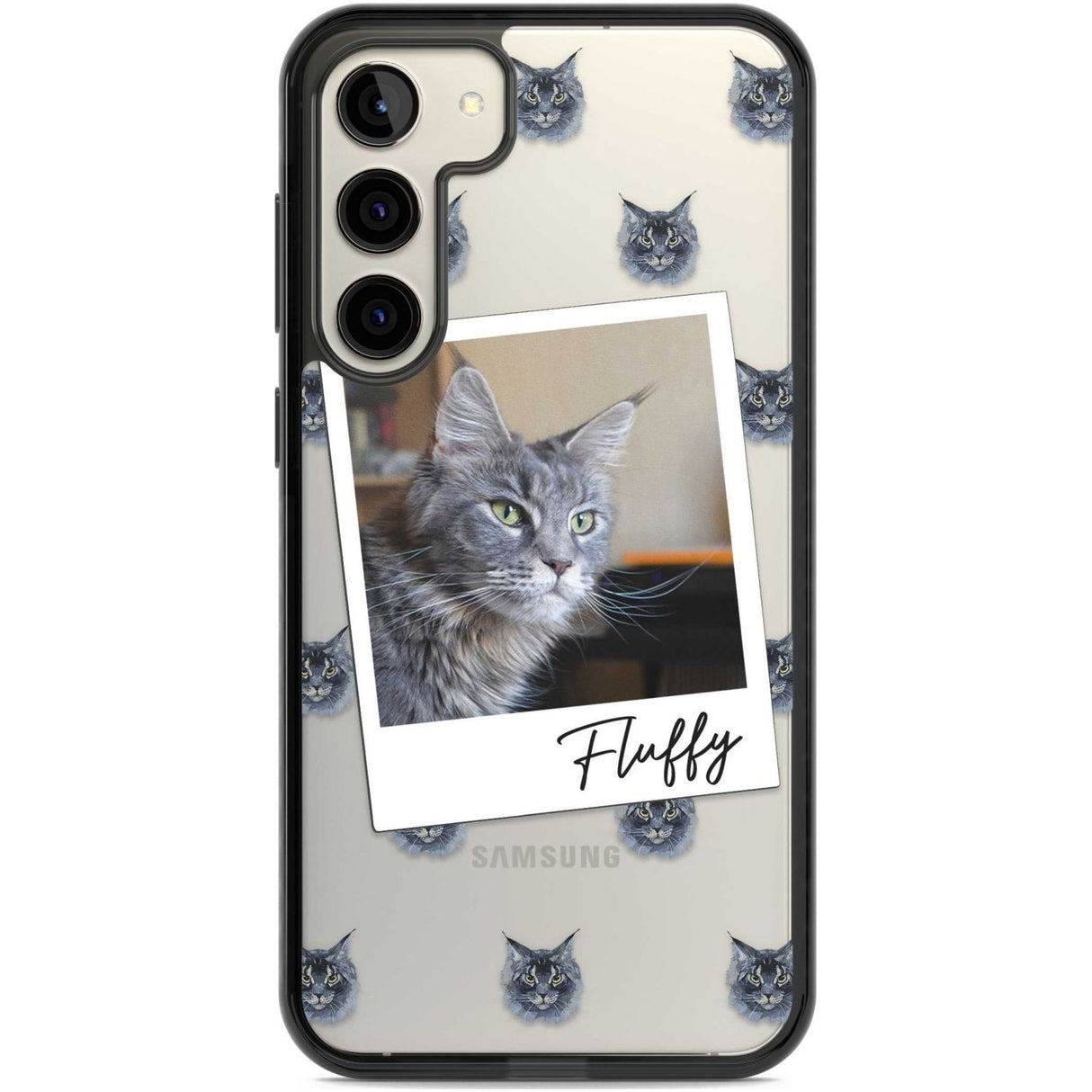 Personalised Maine Coon Photo Custom Phone Case Samsung S22 Plus / Black Impact Case,Samsung S23 Plus / Black Impact Case Blanc Space