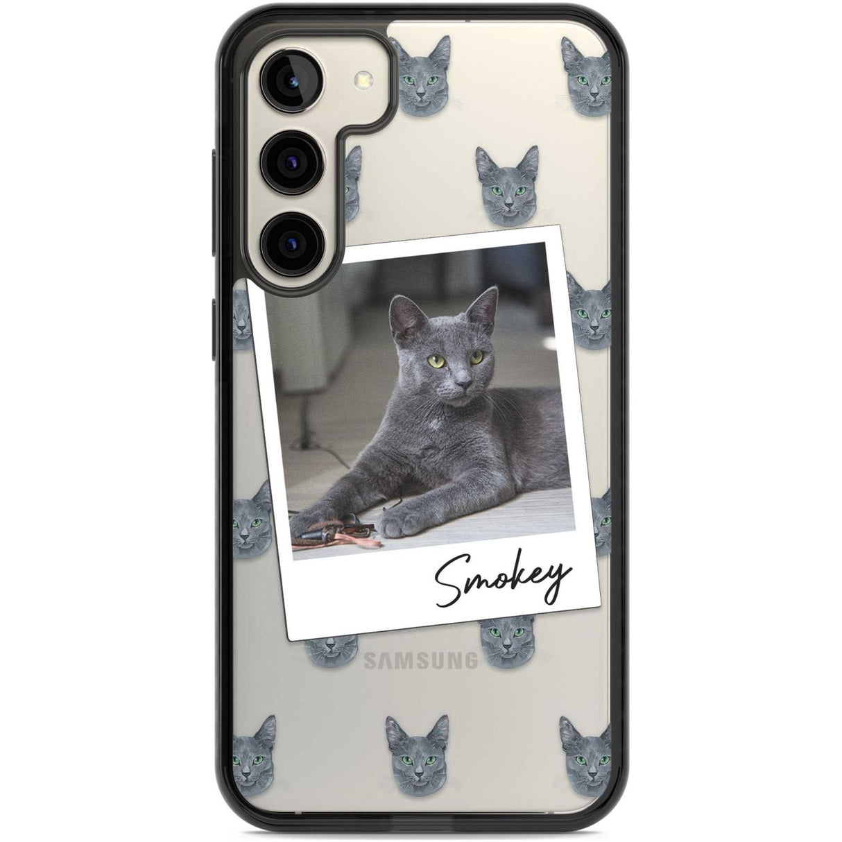 Personalised Korat Cat Photo Custom Phone Case Samsung S22 Plus / Black Impact Case,Samsung S23 Plus / Black Impact Case Blanc Space