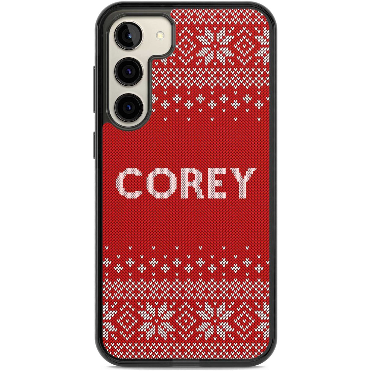 Personalised Red Christmas Knitted Jumper Custom Phone Case Samsung S22 Plus / Black Impact Case,Samsung S23 Plus / Black Impact Case Blanc Space