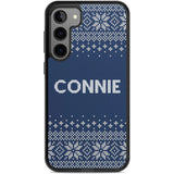 Personalised Blue Christmas Knitted Jumper Custom Phone Case Samsung S22 Plus / Black Impact Case,Samsung S23 Plus / Black Impact Case Blanc Space