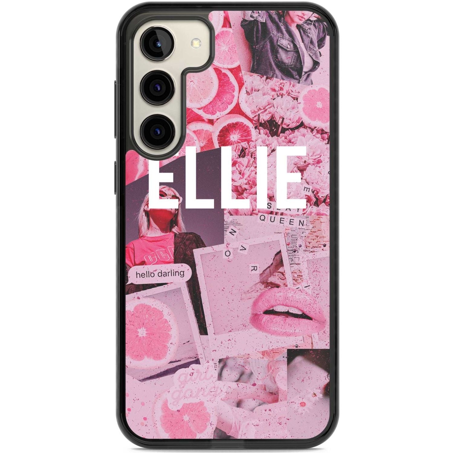 Personalised Sweet Pink Fashion Collage Custom Phone Case Samsung S22 Plus / Black Impact Case,Samsung S23 Plus / Black Impact Case Blanc Space