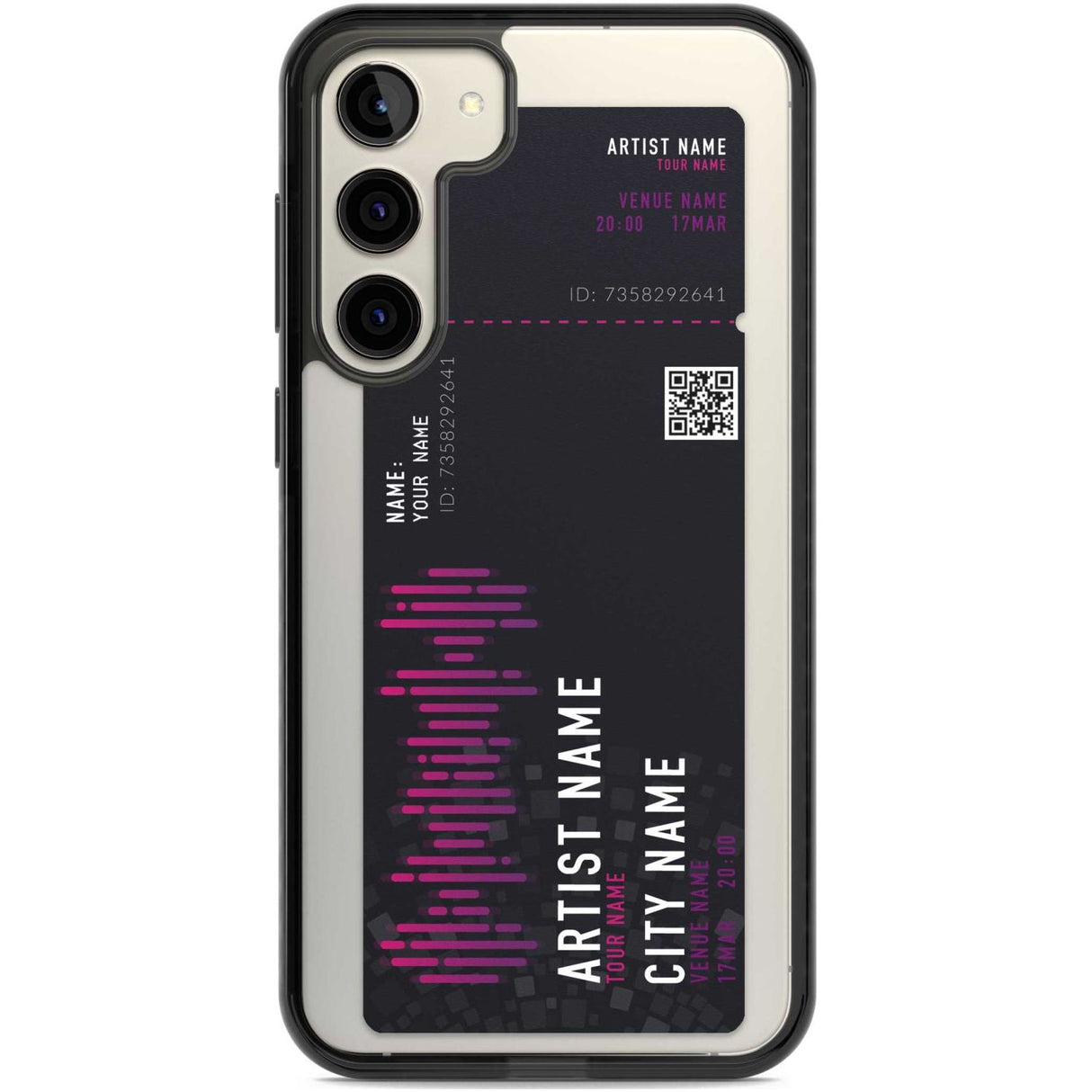 Personalised Concert Ticket Custom Phone Case Samsung S22 Plus / Black Impact Case,Samsung S23 Plus / Black Impact Case Blanc Space