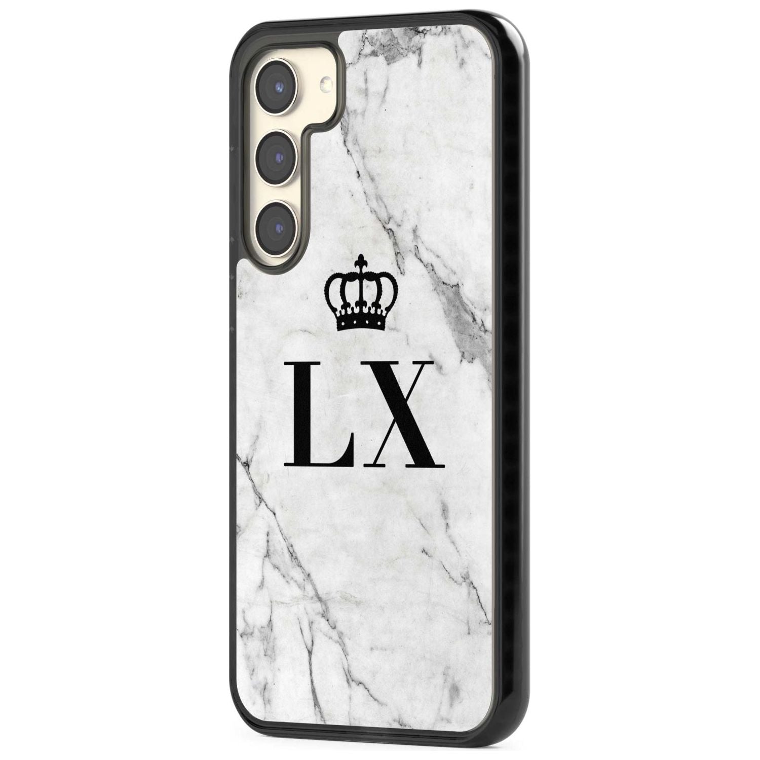 Personalised Initials with Crown on White Marble