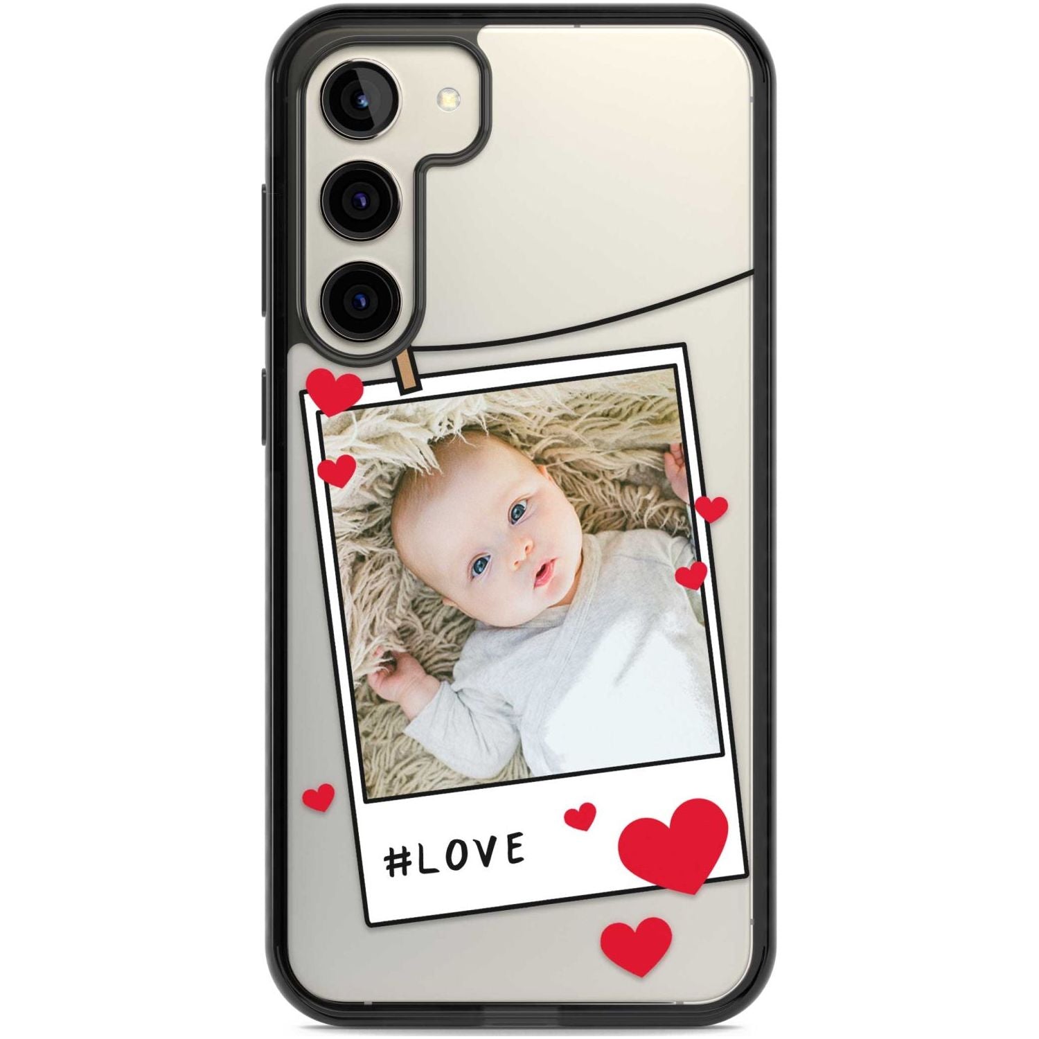 Personalised Love Instant Film Photo Custom Phone Case Samsung S22 Plus / Black Impact Case,Samsung S23 Plus / Black Impact Case Blanc Space