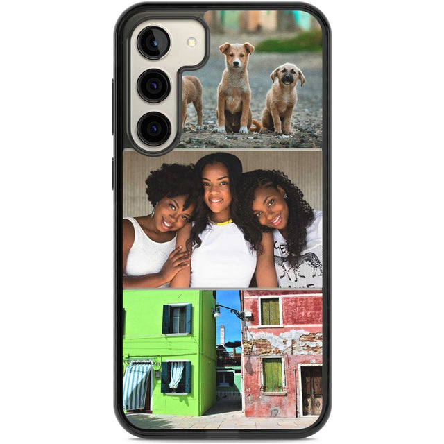 Personalised 3 Photo Grid Custom Phone Case Samsung S22 Plus / Black Impact Case,Samsung S23 Plus / Black Impact Case Blanc Space