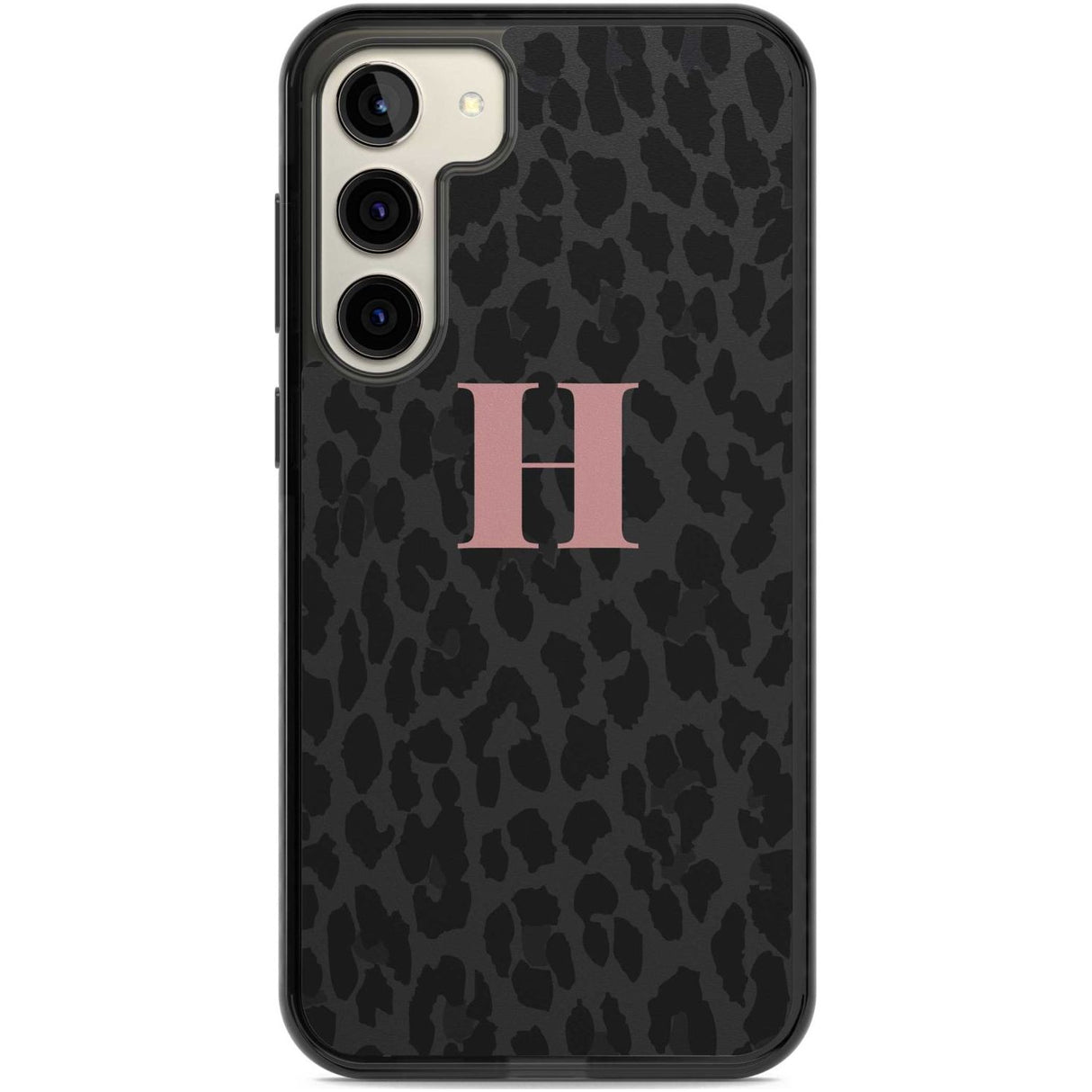 Personalised Small Pink Leopard Monogram Custom Phone Case Samsung S22 Plus / Black Impact Case,Samsung S23 Plus / Black Impact Case Blanc Space