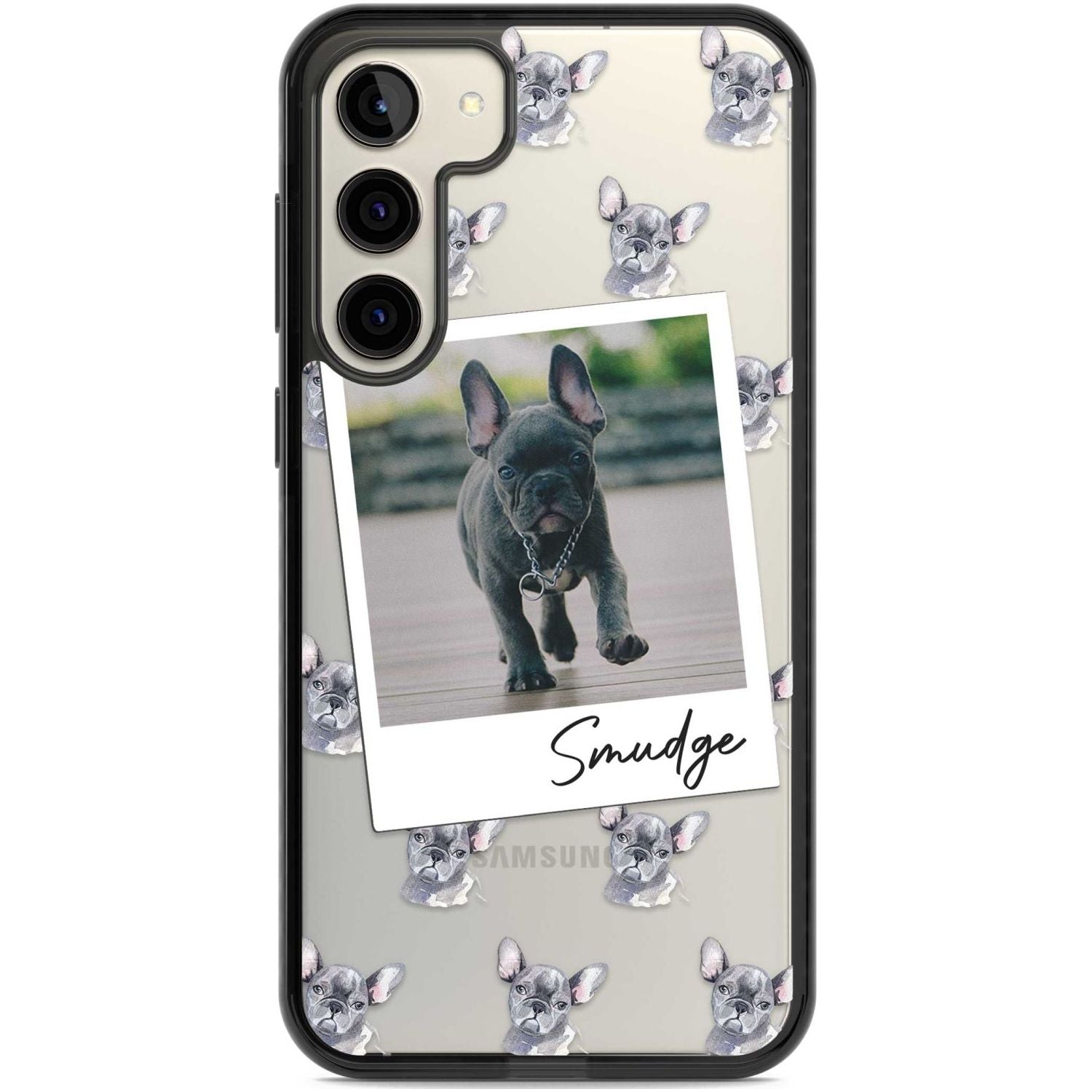Personalised French Bulldog, Grey - Dog Photo Custom Phone Case Samsung S22 Plus / Black Impact Case,Samsung S23 Plus / Black Impact Case Blanc Space