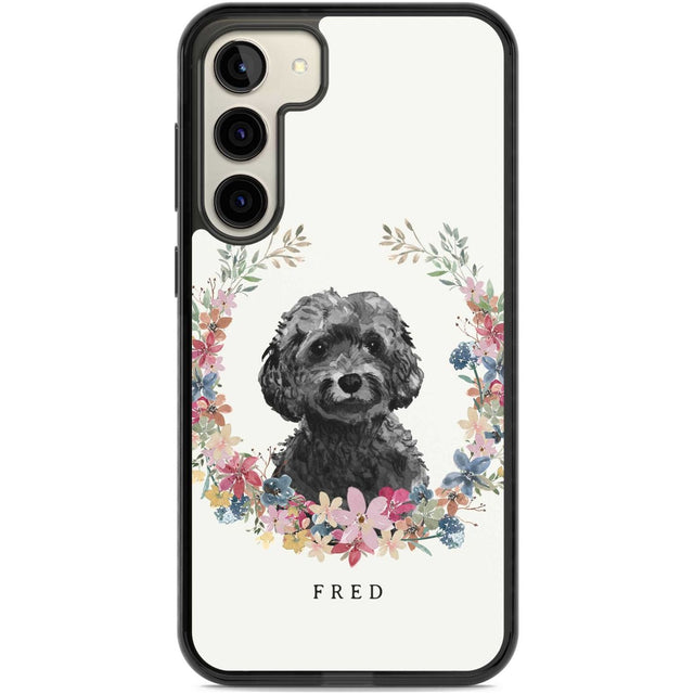 Personalised Black Cockapoo - Watercolour Dog Portrait Custom Phone Case Samsung S22 Plus / Black Impact Case,Samsung S23 Plus / Black Impact Case Blanc Space