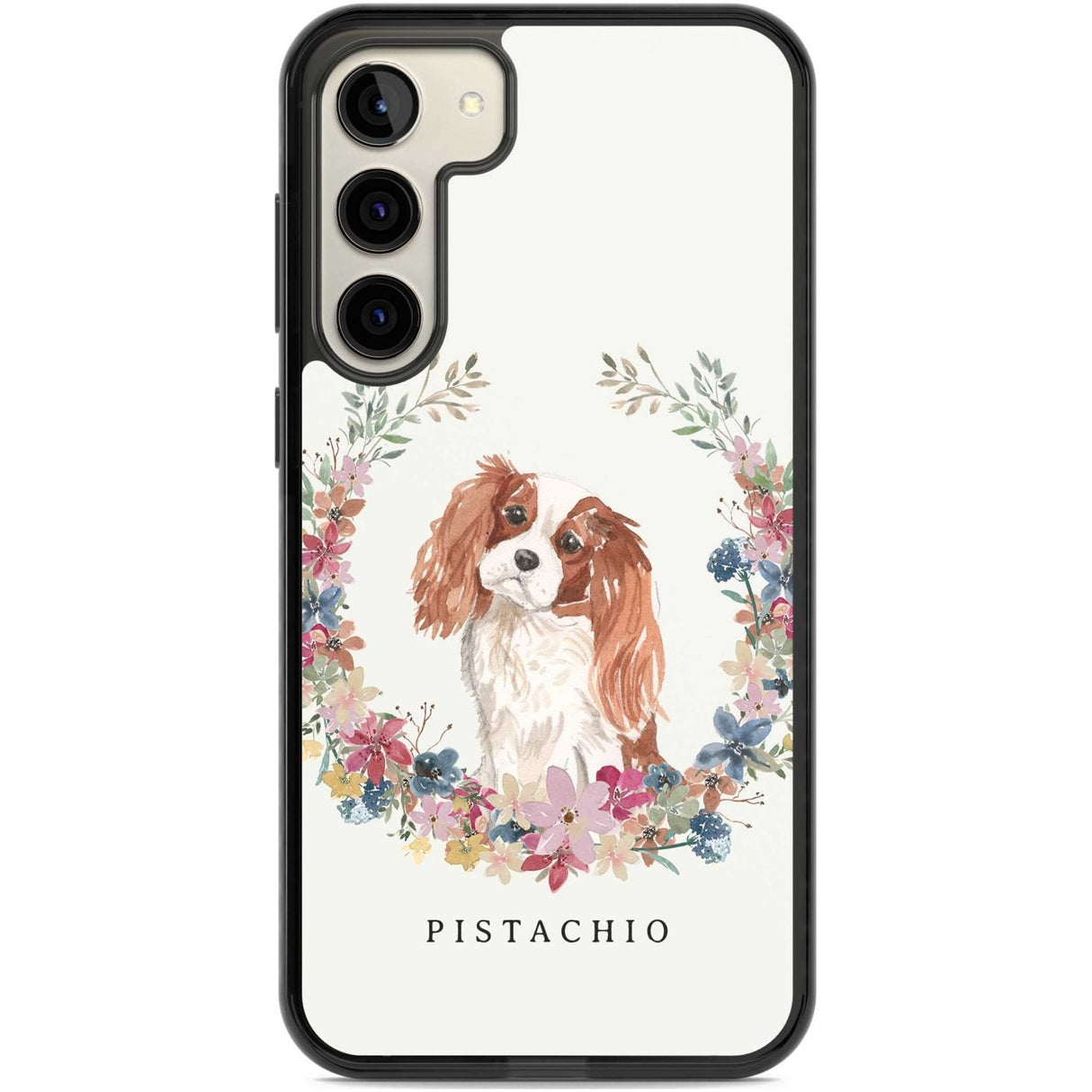 Personalised Cavalier King Charles Portrait Spaniel Custom Phone Case Samsung S22 Plus / Black Impact Case,Samsung S23 Plus / Black Impact Case Blanc Space