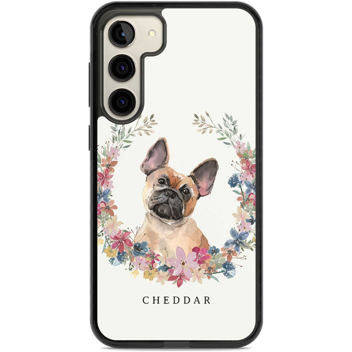 Personalised Tan French Bulldog Watercolour Dog Portrait Custom Phone Case Samsung S22 Plus / Black Impact Case,Samsung S23 Plus / Black Impact Case Blanc Space