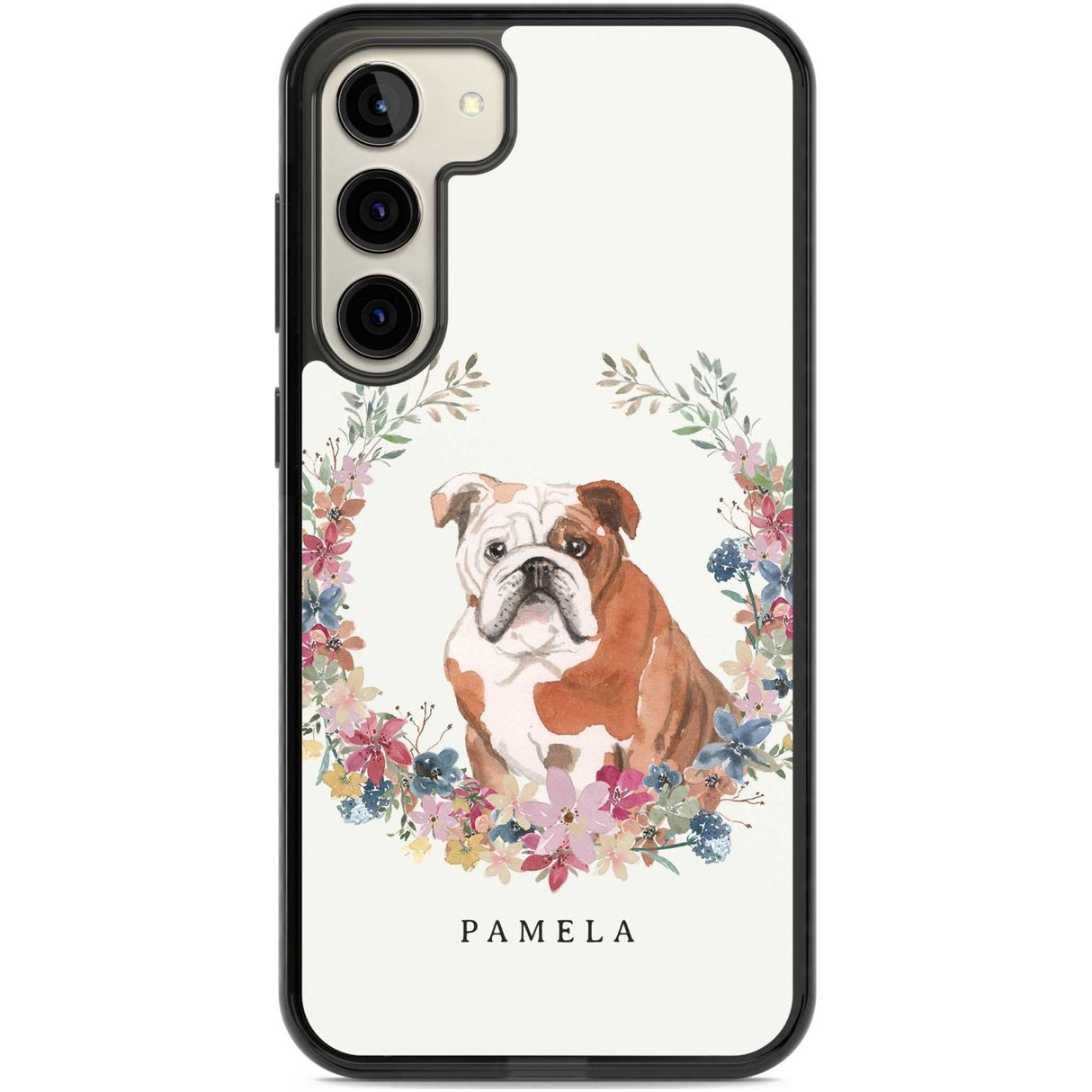 Personalised English Bulldog - Watercolour Dog Portrait Custom Phone Case Samsung S22 Plus / Black Impact Case,Samsung S23 Plus / Black Impact Case Blanc Space