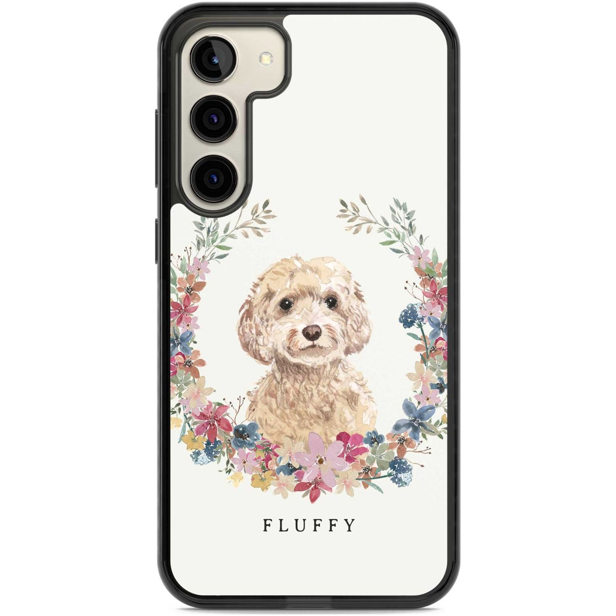 Personalised Champagne Cockapoo - Watercolour Dog Portrait Custom Phone Case Samsung S22 Plus / Black Impact Case,Samsung S23 Plus / Black Impact Case Blanc Space