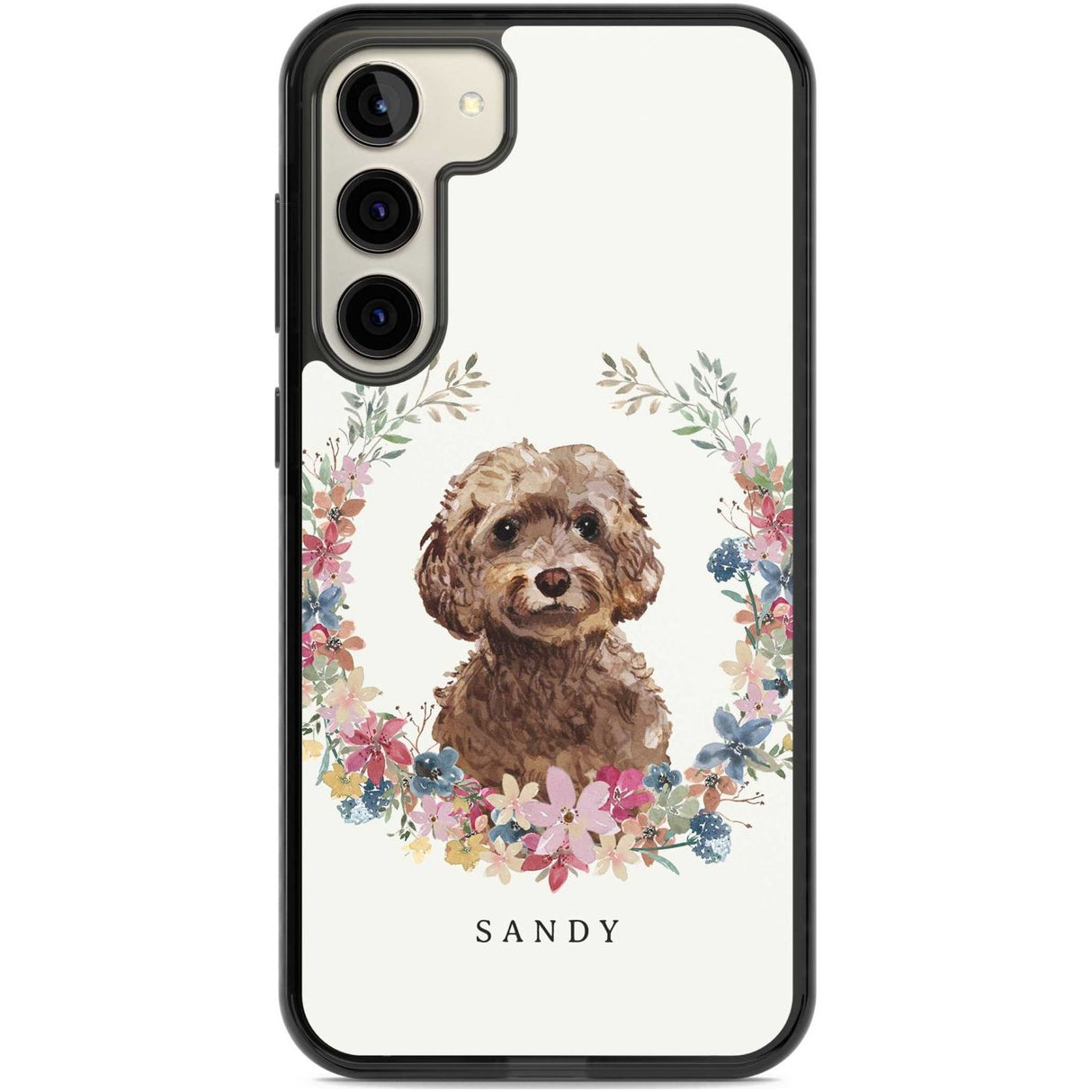 Personalised Brown Cockapoo - Watercolour Dog Portrait Custom Phone Case Samsung S22 Plus / Black Impact Case,Samsung S23 Plus / Black Impact Case Blanc Space