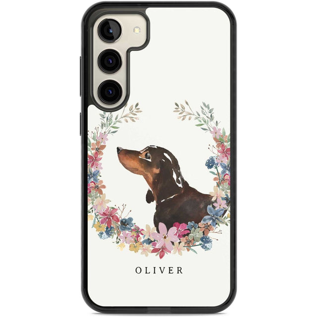 Personalised Black & Tan Dachshund - Watercolour Dog Portrait Custom Phone Case Samsung S22 Plus / Black Impact Case,Samsung S23 Plus / Black Impact Case Blanc Space