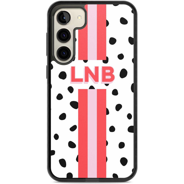 Personalised Polka & Pink Stripe Custom Phone Case Samsung S22 Plus / Black Impact Case,Samsung S23 Plus / Black Impact Case Blanc Space